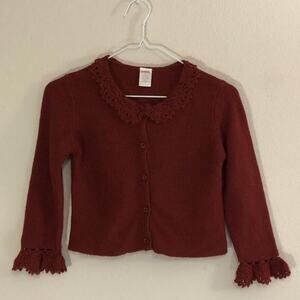 Gymboree Size 5 Small Red Knit Cardigan w Buttons Pretty Decorative Collar
